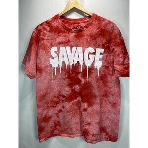 Popular Poison Red Tie Dyed Savage Short Sleeve T-shirt Men's large 44" Chest